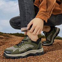 Chaussures de randonnée d'été pour hommes à lacets, doublure en maille respirante, anti-odeur, tendance mode, tige en PU, semelle extérieure en caoutchouc antidérapante et durable