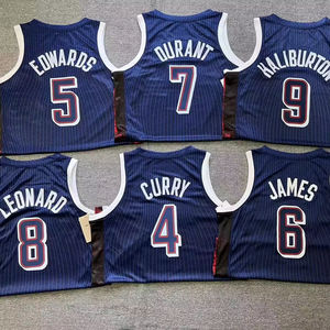 Kustom Jersey basket pria bolak-balik, seragam basket berpori Vintage dengan nomor bordir untuk pemain basket musim panas - Product Image 1