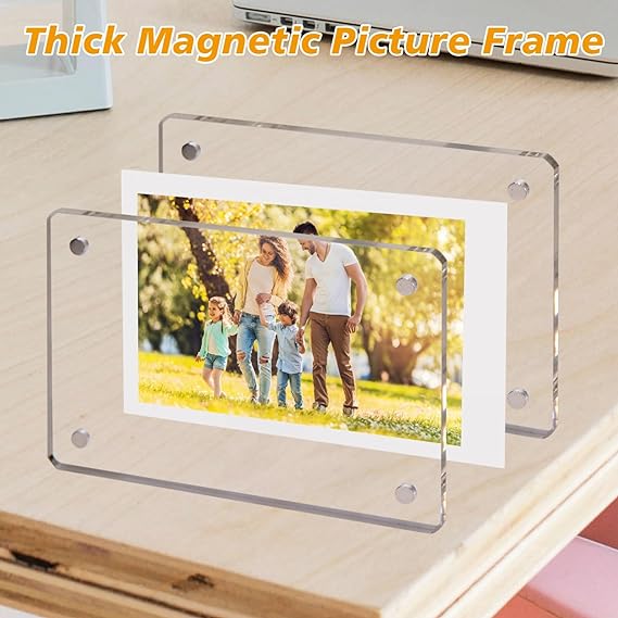Auch 6 Pack Acrylic Fridge Magnetic Frame Mini Double Sided