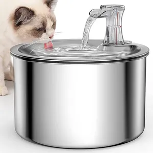 Air mancur kucing baja tahan karat, Dispenser air mancur hewan peliharaan otomatis logam sunyi karbon aktif