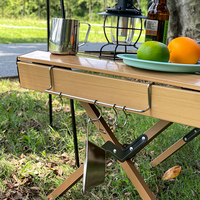 Support latéral de table de camping avec crochets, étagère extensible en acier inoxydable pour table d'extérieur, gain de place, avec crochets en S