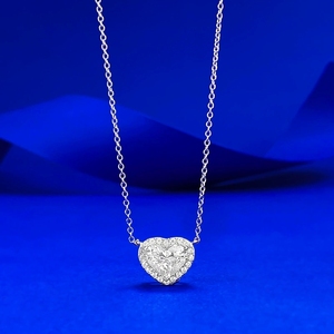 S925 Argent 7*9mm Gros Coeur Encerclé Collier Clavicule Chaîne - Product Image 1