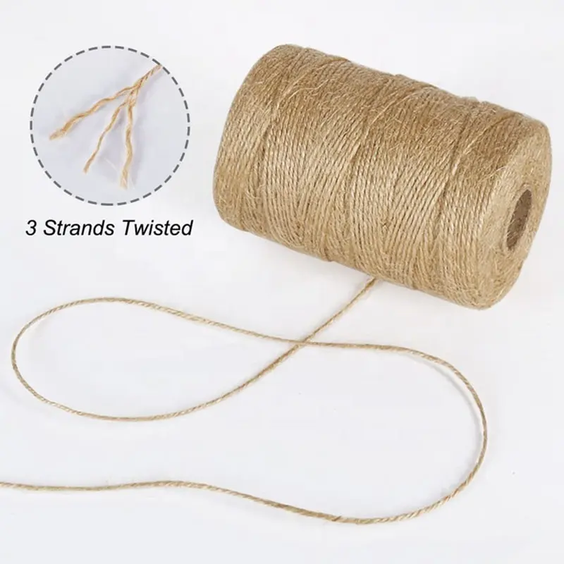 RIOOP Best 3Ply Yute Twist Cuerda de yute 1mm a 3mm Cuerda de cáñamo natural Embalaje de regalo duradero Hilo de yute