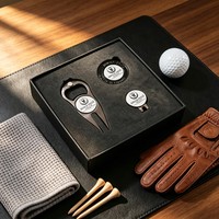 Outil de réparation de divots de golf en laiton antique, à pointe unique pivotante, design putter, avec fourchette à cigare, marqueur en bois et étui en cuir, en gros