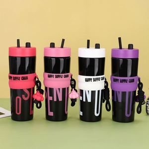 Vente en gros usine : Gobelet sport en verre grande capacité, design élégant, avec paille et cordon, tendance pour filles, pour café et boissons, idéal comme cadeau - Product Image 2