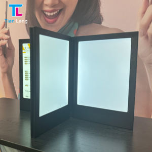 Tianlang alta calidad PU cuero menú Insertar dos páginas vista LED iluminación restaurante menú pantalla para hoteles y restaurantes - Product Image 2