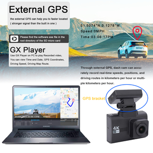 กล้องติดรถยนต์2.45นิ้วไร้สาย,กล้องติดรถยนต์ด้านหน้าและด้านหลัง4K แบบคู่ Wifi พร้อม Gps Dvr รถ <span class=keywords><strong>Yi</strong></span> Dashcam 4K - Product Image 4