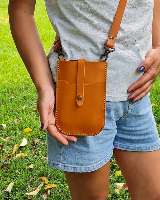 2022 New Shockproof PU Leather Shoulder Strap Bag Mobile Phone Case Cover Pouch Bag With Upper Pocket