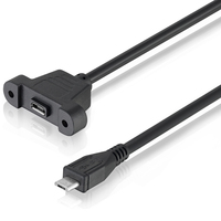 Câble d'extension Micro USB 2.0 Bochara Mâle vers Femelle M/F blindé avec blindage en feuille et tressé avec fixation par vis sur panneau 30cm 50cm