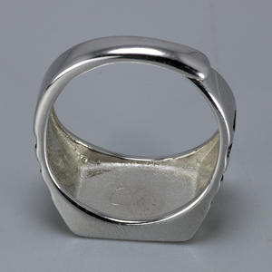 A Forma di quadrato Nero di Pietra Del Modello di Fiore di Disegno di Modo Degli Uomini Anelli Con Reale Pietra Anelli Registrabili - Product Image 6