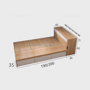 Meubles de chambre modulaires personnalisables et économiques, lit de rangement en bois avec bureau, armoires murales et étagères pour appartements studios - Product Image 6