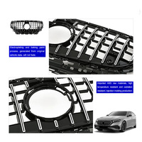 Vente en gros de barres verticales ABS neuves argentées et noires pour calandre GT Benz W214 2024-2026 Classe E Panamericana Pare-chocs avant