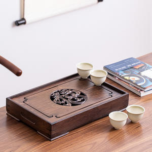 Bandeja de té de bambú, mesa de té con almacenamiento de agua, bandeja de té pequeña rectangular para el hogar, bandeja de drenaje, bandeja de distribución de agua - Product Image 5