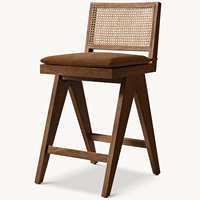 Chaise de bar en bois massif de style américain personnalisée Rhoohill, couleur personnalisée, chêne moderne de luxe avec coussin en tissu de lin