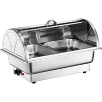 Chauffe-Plats Électrique de Luxe en Acier Inoxydable de 9L avec Couvercle Roulant pour Buffet Libre-Service, Idéal pour Restaurants