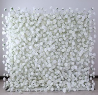 Panneau floral enroulable de luxe 5D crème 8x8 pieds, haute qualité, avec roses artificielles blanches pour décoration de mariage et événements
