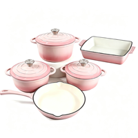 Ensemble de 5 casseroles en fonte, compatibles four, induction et gaz, certifiées FDA LFGB, pour cuisine domestique