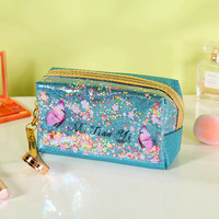 Sac de maquillage en PVC PU, pochette de voyage à fermeture éclair personnalisée, sac à cosmétiques avec Paillette
