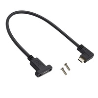 Câble d'extension de données USB 3.1 type-c haute vitesse 10Gbps à angle droit gauche à 90 degrés avec trou de vis de montage sur panneau