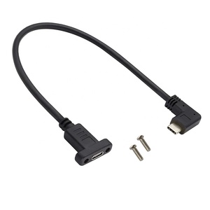 Alta velocidad 10Gbps Ángulo derecho izquierdo 90 grados <span class=keywords><strong>USB</strong></span> 3,1 Cable de extensión de datos tipo C con orificio de tornillo de montaje en panel - Product Image 1
