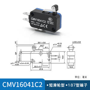 Micro-interrupteur CNTD Changde Electric CMV16041C2 16A à réinitialisation automatique, type poulie, borne 187, interrupteur miniature en plastique - Product Image 4