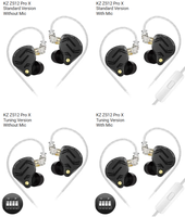 KZ ZS12 Pro X 1DD+5BA Écouteurs intra-auriculaires hybrides à 12 transducteurs, boîtier entièrement métallique, 4 commutateurs de réglage, câble argenté de 0,75 mm, HiFi