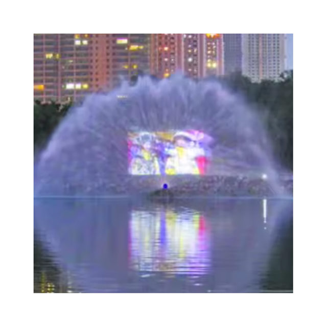 China-Made Interactive Fog Screen High Beam RGB Light Musical Dancing Water Screen Movie Fountain Projection for Outdoor Use