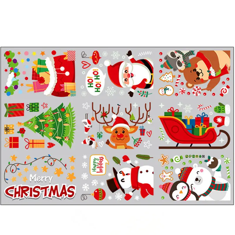 High quality factory price Christmas stickers for window Santa Claus stickers window decoration sticker