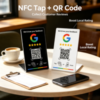 Carte NFC Google Review NTAG215 étanche 13,56 MHz avec code QR dynamique pour avis et évaluations sur les réseaux sociaux des restaurants
