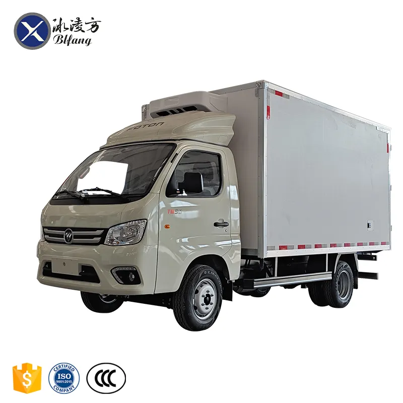 Foton 4X2 Truck Aangepaste Isolatie Carrosserie Transport Groente Voedsel Vis Vriezer Bestelwagen Kan Opslag Koelwagen