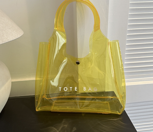 Nuevo logotipo personalizado ecológico grande pequeño transparente gelatina caramelo neón negro púrpura claro playa regalo PVC bolsa de compras - Product Image 5