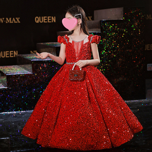 Bambini paillettes Flower Girl Dress Wedding Party Prom Gown elegante abito da sera da principessa per ragazze - Product Image 6