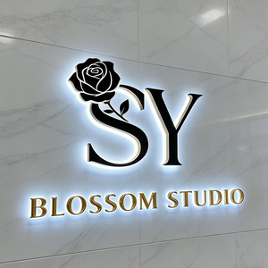 Signalétique rétroéclairée en or de qualité supérieure, finition miroir, logo 3D lumineux, décoration murale pour spa professionnel, salon de beauté et bijouterie - Product Image 2