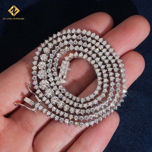 ZUANFA JEWELRY Collar de tenis de lujo con diseño de cadena, chapado en rodio sobre plata 925, redondo de 2 mm, con efecto gradual, para fiesta - Product Image 1