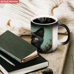 Magic Drinking <b>Cup</b> 11oz Frosted Black <b>Ceramic</b> Heat Sensitive Coffee Mug - Product Image 3
