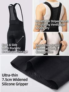 Cuissard de cyclisme de compétition de qualité supérieure, grande taille, unisexe, avec coussin de selle en chamois importé d'Italie et absorption des chocs - Product Image 4