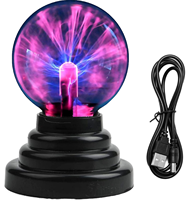 Lampe LED créative en forme de boule de plasma ABS, 3 pouces, à piles AAA ou USB, blanc chaud, avec interrupteur, pour l'ambiance nocturne à la maison