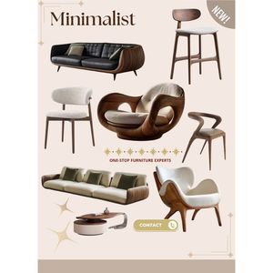 Nordic Modern Solid <b>Wood</b> Dining Chair and Three-seater <b>Sofa</b> Set for Home Office and Living Room for Apartment Use - Product Image 1