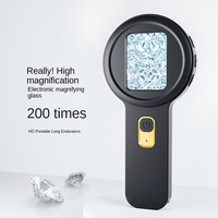 200X Portable LED Magnifier with 2inch HD Screen Electronic Magnifying Glass for Elderly Reading Stamp and Coin Collectors