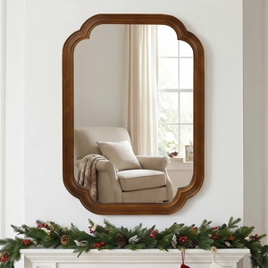 Espejo decorativo con marco de madera maciza color nogal negro de 20 x 30 pulgadas con esquinas redondeadas para dormitorio, baño, sala de estar, entrada. - Product Image 4