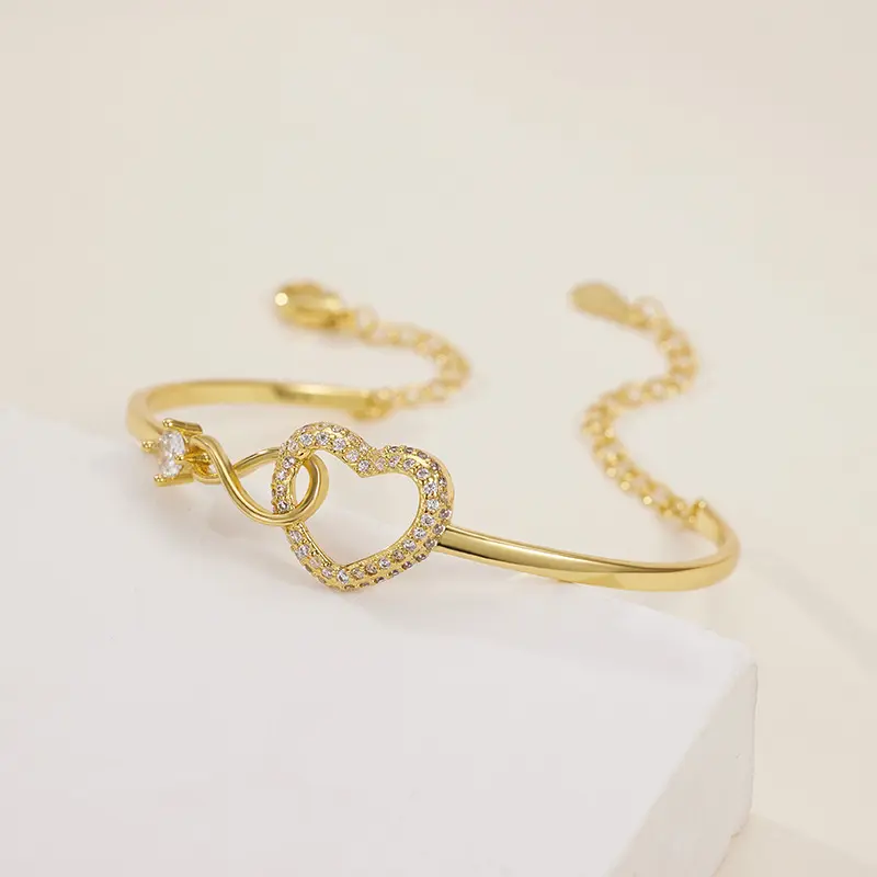 Corazón pulsera brazaletes joyería amante pulsera joyería 18K oro 925 Cadena de plata amor encanto brazalete pulsera para niña Mujer