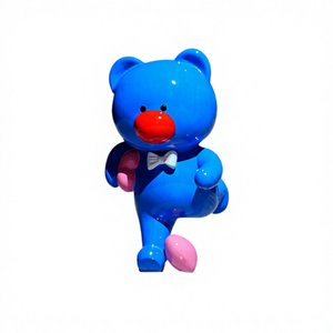 Sculpture d'ours de dessin animé du Nouvel An, tabouret en fibre de verre, grand modèle d'animal de paysage, ornement 3D, sensation d'<span class=keywords><strong>Internet</strong></span> en plein air - Product Image 1