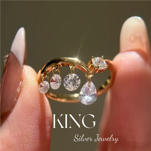 King Silver Jewelry Tassel <b>Ring</b> S925 Sterling Silver Gold Plated <b>Crystal</b> Rhinestone Cocktail <b>Ring</b> Women's Everyday Wear - Product Image 1