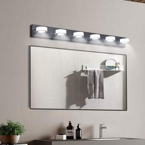 DB moderne (identique à W1340110595/L2010) luminaire de vanité de salle de bain à 6 lumières LED noir sur éclairage mural de bain miroir - Product Image 3