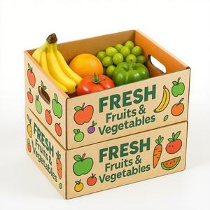 Carton d'emballage en carton recyclable de boîte de plateau ondulé coloré pour le <span class=keywords><strong>transport</strong></span> de stockage de légumes de fruits et l'affichage au détail - Product Image 4