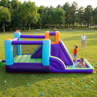 Château gonflable pour enfants avec toboggan extérieur et piscine à balles, salle de fête gonflable commerciale avec souffleur
