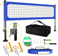 Ensemble de filet de volley-ball portable professionnel avec poteaux réglables en hauteur, kit complet pour extérieur, jardin, plage, pelouse