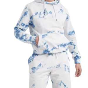 High Quality New Trending Two Tone Breathable <b>Polyester</b> Cotton Fleece Custom Men's Pullover Hoodie & <b>Shorts</b> Set Spring Casual - Product Image 6