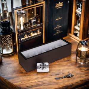 Caja de reloj de madera negra de lujo con pantalla de cuero PU de un solo nivel para estuches de regalo de viaje o joyería - Product Image 5