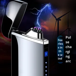 Đèn khò kim loại chống gió, sạc USB hai đầu, hiển thị năng lượng, thiết kế cổ điển dành cho nam, quà tặng thuốc lá - Product Image 3